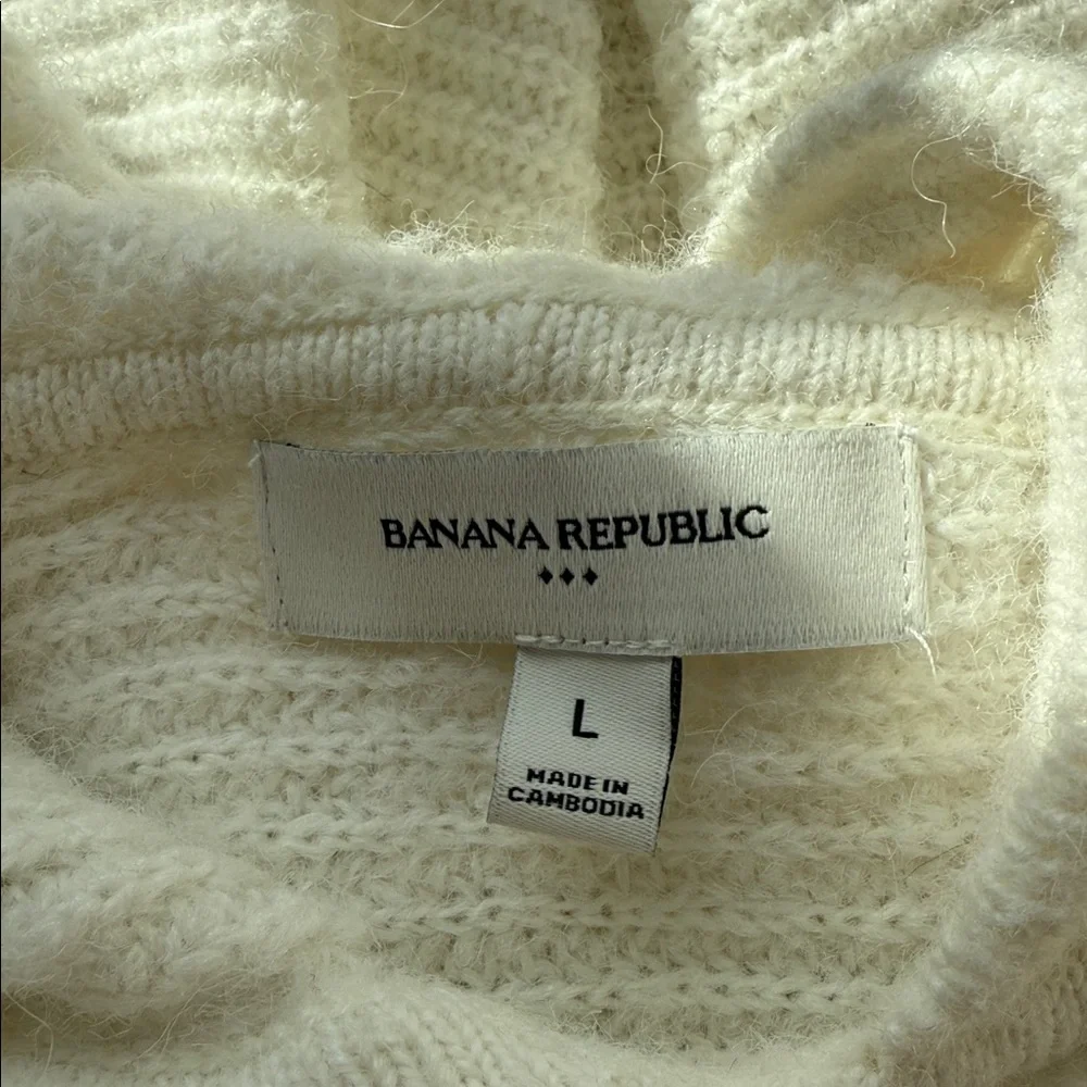 Banana Republic Hoodie Sweater Rib Knit Alpaca Wool Blend